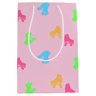 Cute Colorful Roller Skates Derby Pattern Pink  Medium Gift Bag