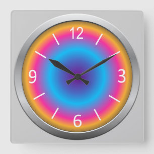 Cute & Colorful Shaded Simulated Neon Square Wall Clock