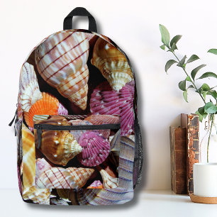 Cute Colorful Shell Coastal Beach Printed Backpack