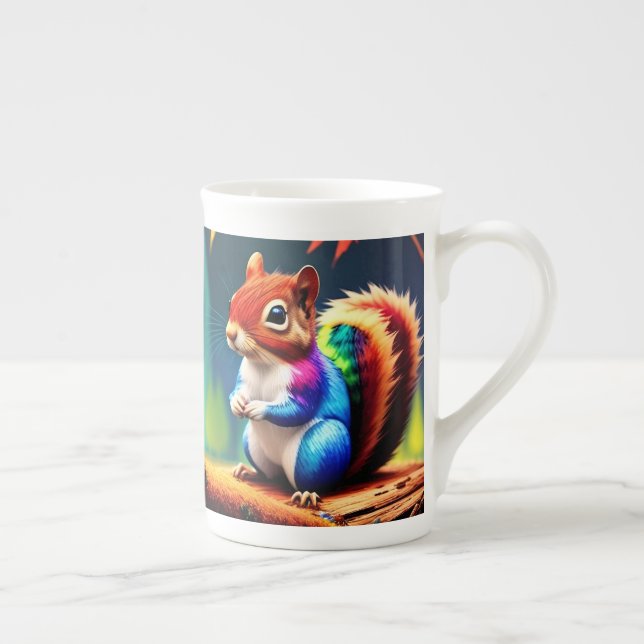 Cute Colorful Sitting Squirrel-75463 Bone China Mug (Right)