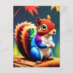 Cute Colorful Sitting Squirrel-75463 Holiday Postcard