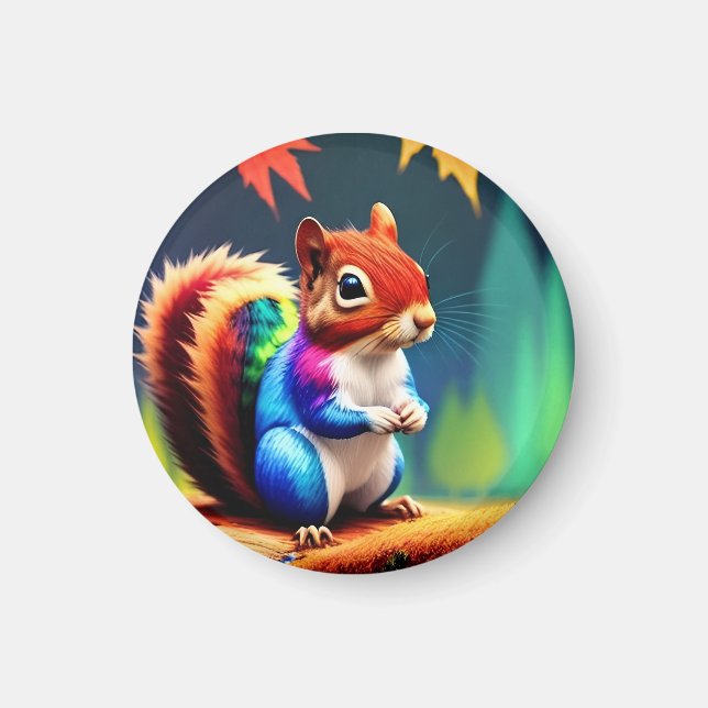 Cute Colorful Sitting Squirrel-75463 Magnet (Front)