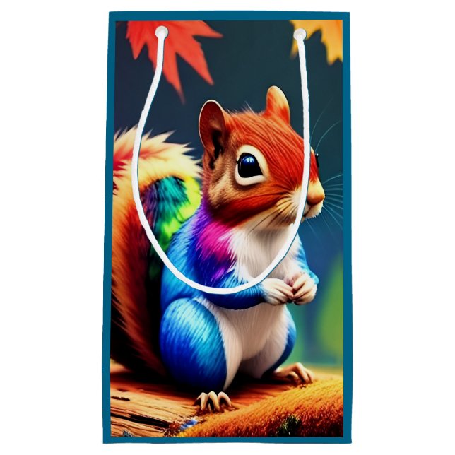 Cute Colorful Sitting Squirrel-75463 Small Gift Bag (Front)