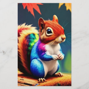 Cute Colorful Sitting Squirrel-75463 Stationery