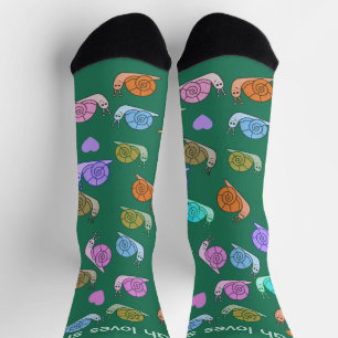 Cute Colorful Snail Pattern Socks snail lover gift