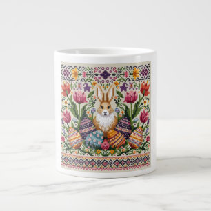 Cute/Colorful Spring/Easter fair isle Large Coffee Mug