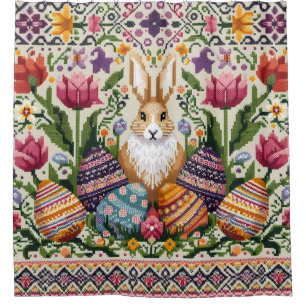 Cute/Colorful Spring/Easter fair isle Shower Curtain