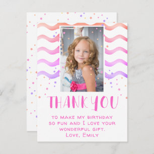 Cute Colorful Star Birthday Thank you Girl Photo Postcard