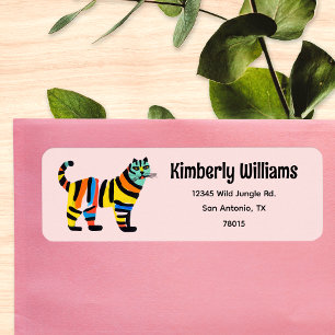 Cute Colorful Tiger Jungle Cat Return Address