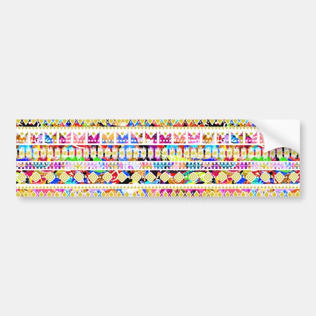 Cute colorful tribal aztec pattern bumper sticker (Front)