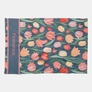 Cute Colorful Tulips Ai Generated Pattern Name Tea Towel