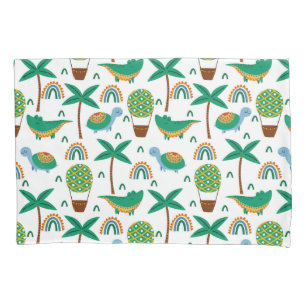 Cute Colorful Turtle Alligator Rainbow Pattern Pillowcase