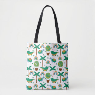 Cute Colorful Turtle Alligator Rainbow Pattern Tote Bag