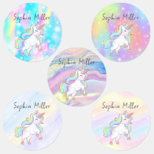 Cute Colorful Unicorn Custom Name Labels