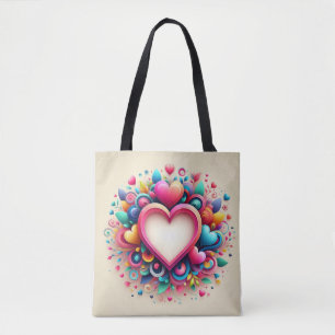 Cute Colorful Valentines heart Mug Tote Bag