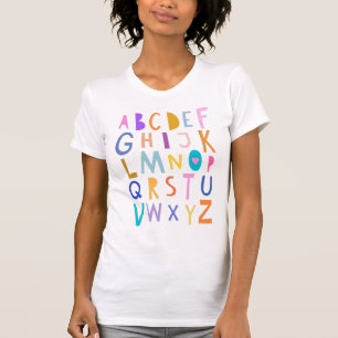 Cute Colorful Wacky Alphabet Learning ABC Letters T-Shirt