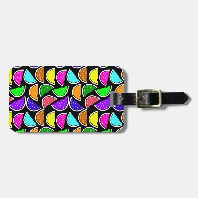 Cute colorful watermelon pattern luggage tag (Front Horizontal)