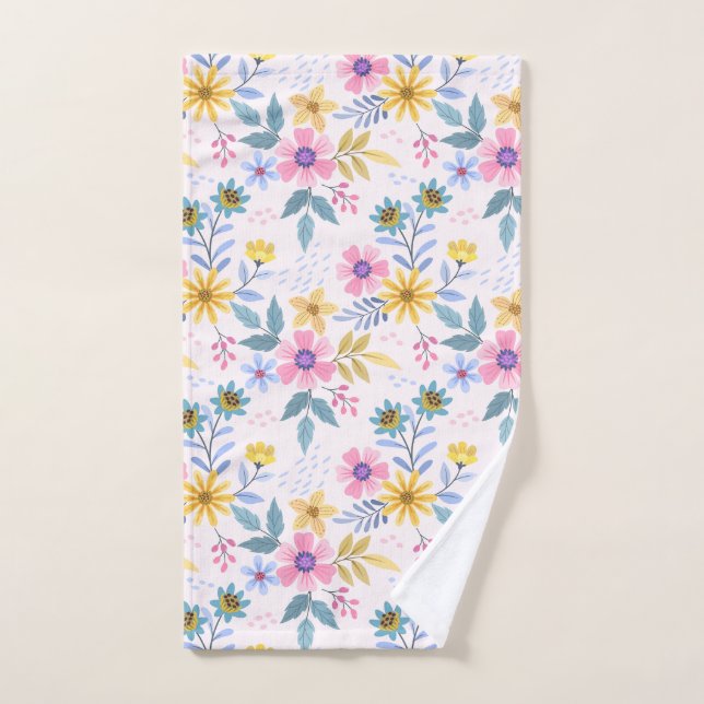 Cute colorful wild flowers hand towel (Hand Towel)