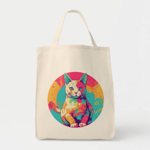 cute colorfull cat design  tote bag