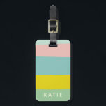 Cute Colour Block Stripes in Minty Pastels Luggage Tag<br><div class="desc">Cute,  bright and colourful! This simple pattern features colour blocked shapes in a trendy palette of candy pastels including mint green,  aqua,  pink,  and yellow. Personalised it with your name!</div>