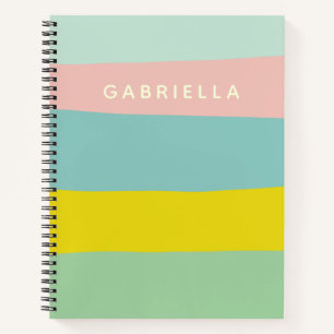 Cute Colour Block Stripes in Minty Pastels Notebook