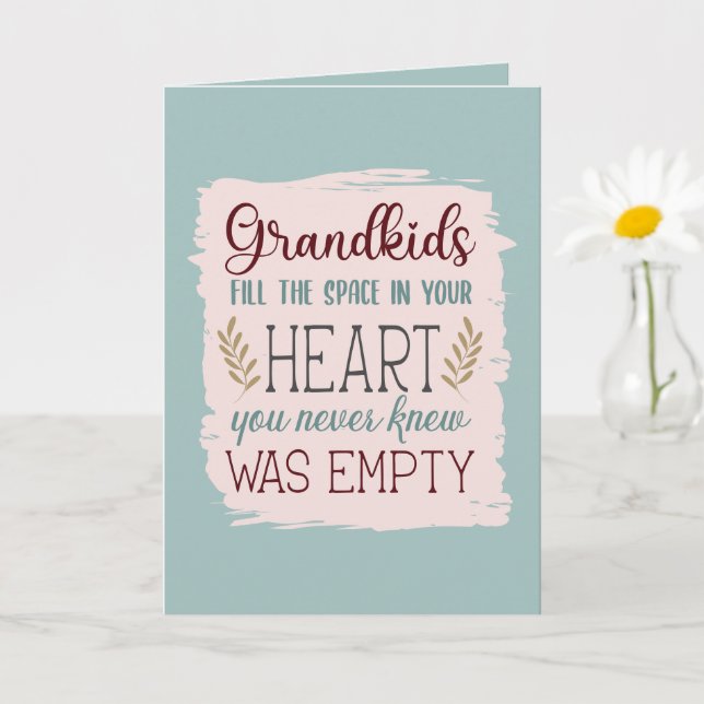 Cute Colour Editable Grandkids Fill the Heart Quot Card (Small Plant)