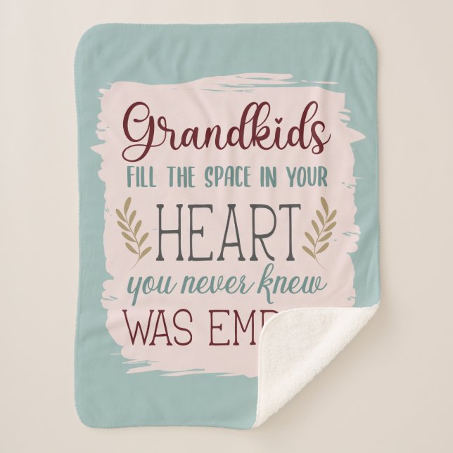 Cute Colour Editable Grandkids Fill the Heart Quot Sherpa Blanket (Front)