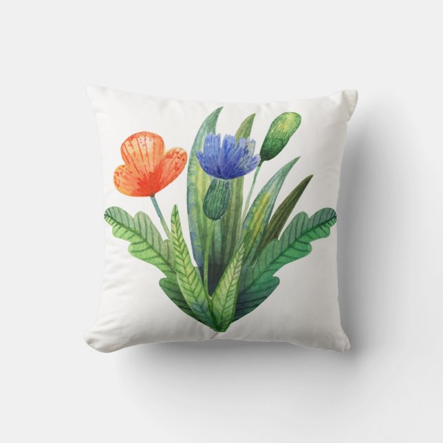 cute colour flowers leaves nature floral vine deco cushion (Front)