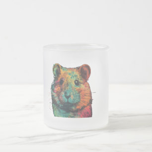 cute colour full hamster art design  frosted glass coffee mug