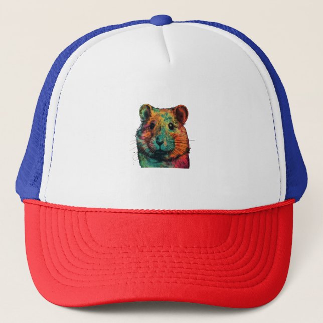 cute colour full hamster art design  trucker hat (Front)