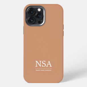 Cute colour Initials natural earthy pink elegant iPhone 13 Pro Max Case