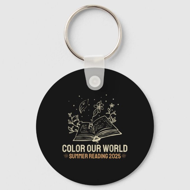 Cute Colour Our World Summer Reading 2025 Book Lov Key Ring (Front)