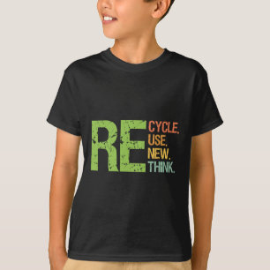 Cute Colour Recycle Reuse Renew Rethink Earth Day T-Shirt