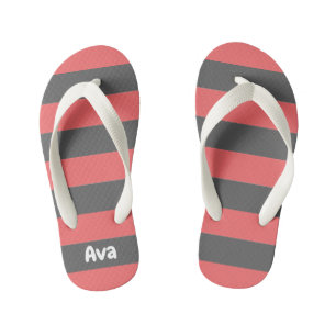 Cute Colour Striped Grey and Pink Pattern  Kid's Jandals