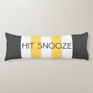 Cute Colour Striped Grey and Yellow With Text Body Cushion