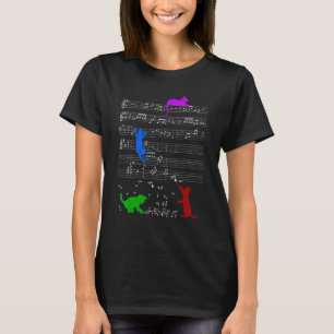 Cute Coloured Cats Music Notes Musician Clef Piano T-Shirt