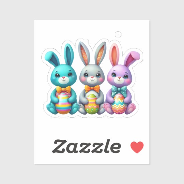 Cute, colourful 3 Easter bunny (Sheet)