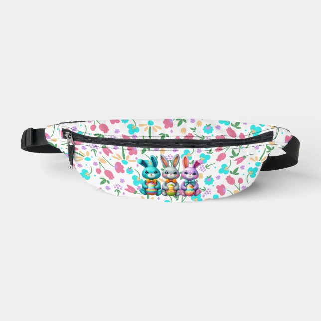 Cute, colourful 3 Easter bunny Bum Bags (Front)