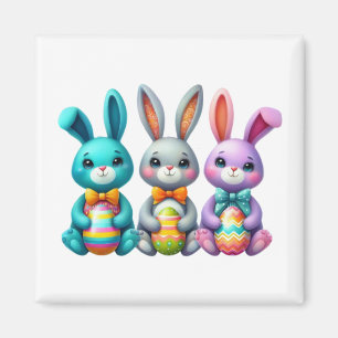 Cute, colourful 3 Easter bunny Magnet