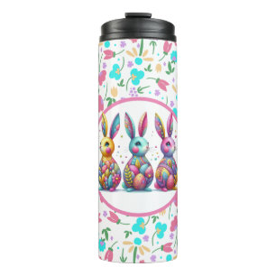 Cute, colourful 3 Easter bunny Thermal Tumbler