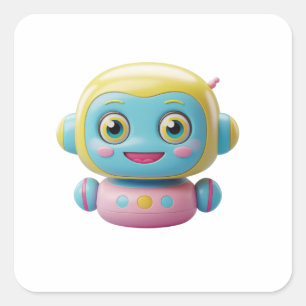 Cute Colourful 3D Robot Sticker – Kawaii AI Bot De