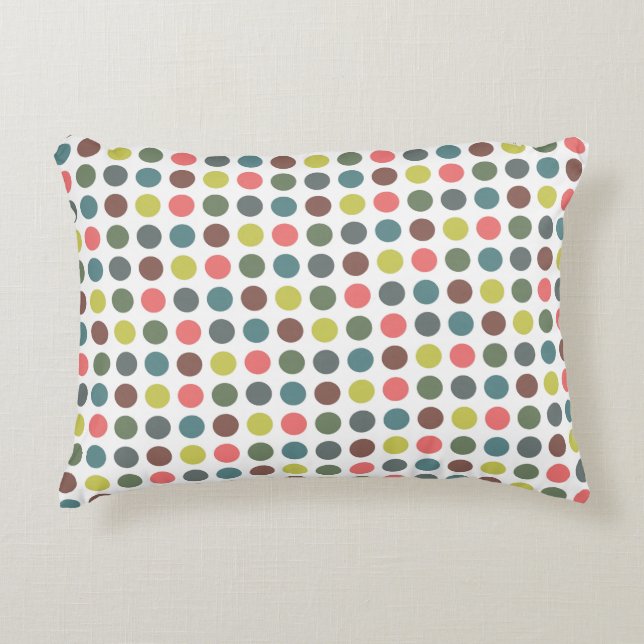 Cute colourful 70s pattern with polka dots decorative cushion (Front)