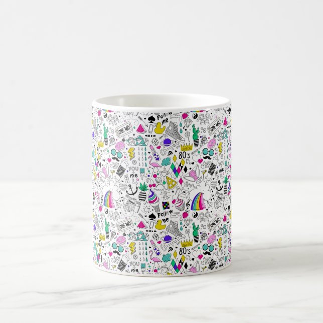 Cute Colourful 80s Pattern Coffee Mug (Center)