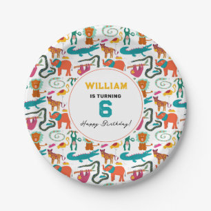Cute Colourful Abstract Animals Kids Birthday Part Paper Plate