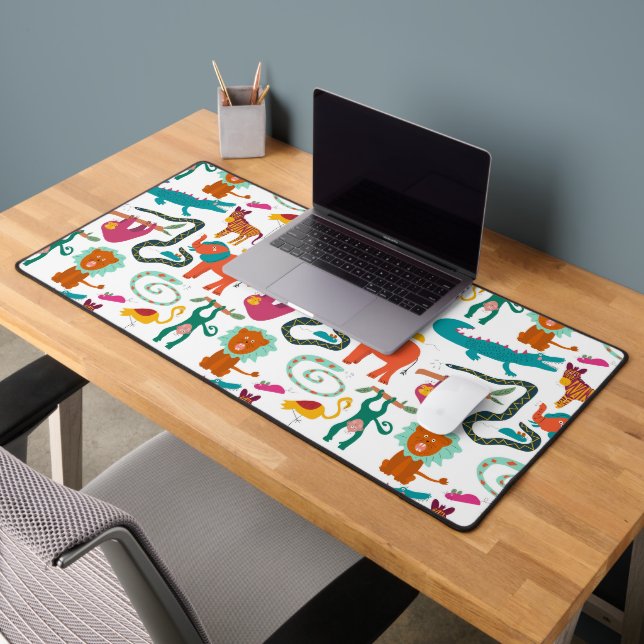 Cute Colourful Abstract Animals Kids Pattern Desk Mat (Office 2)