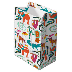 Cute Colourful Abstract Animals Kids Pattern Medium Gift Bag