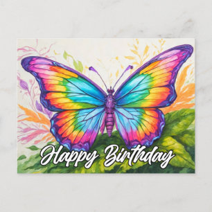 Cute Colourful Abstract Butterfly Doodle Art Holiday Postcard