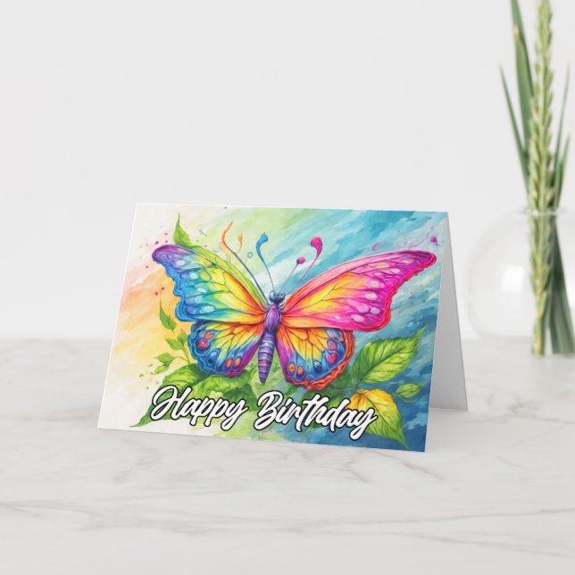 Cute Colourful Abstract Butterfly Doodle Card (Front)