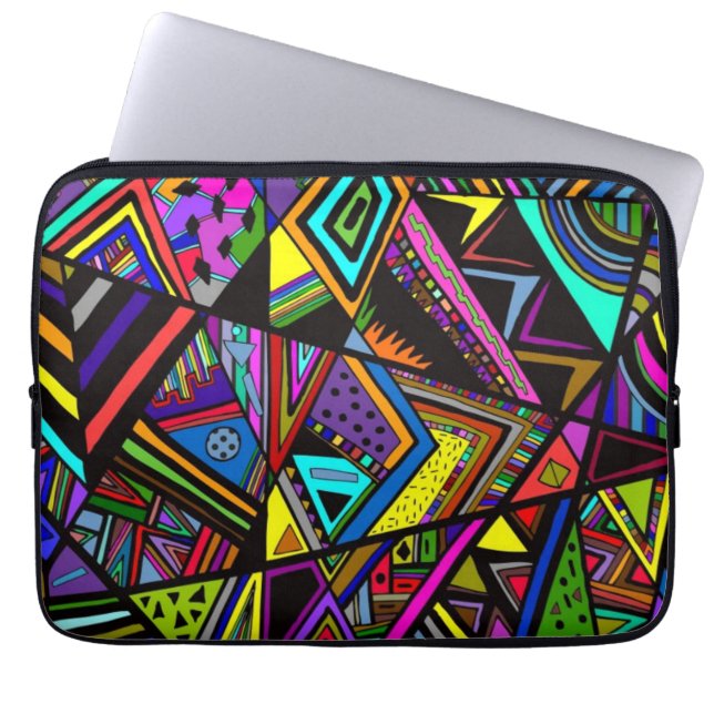 Cute colourful abstract drawing patterns design laptop sleeve (Front)