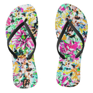 Cute colourful abstract floral jandals